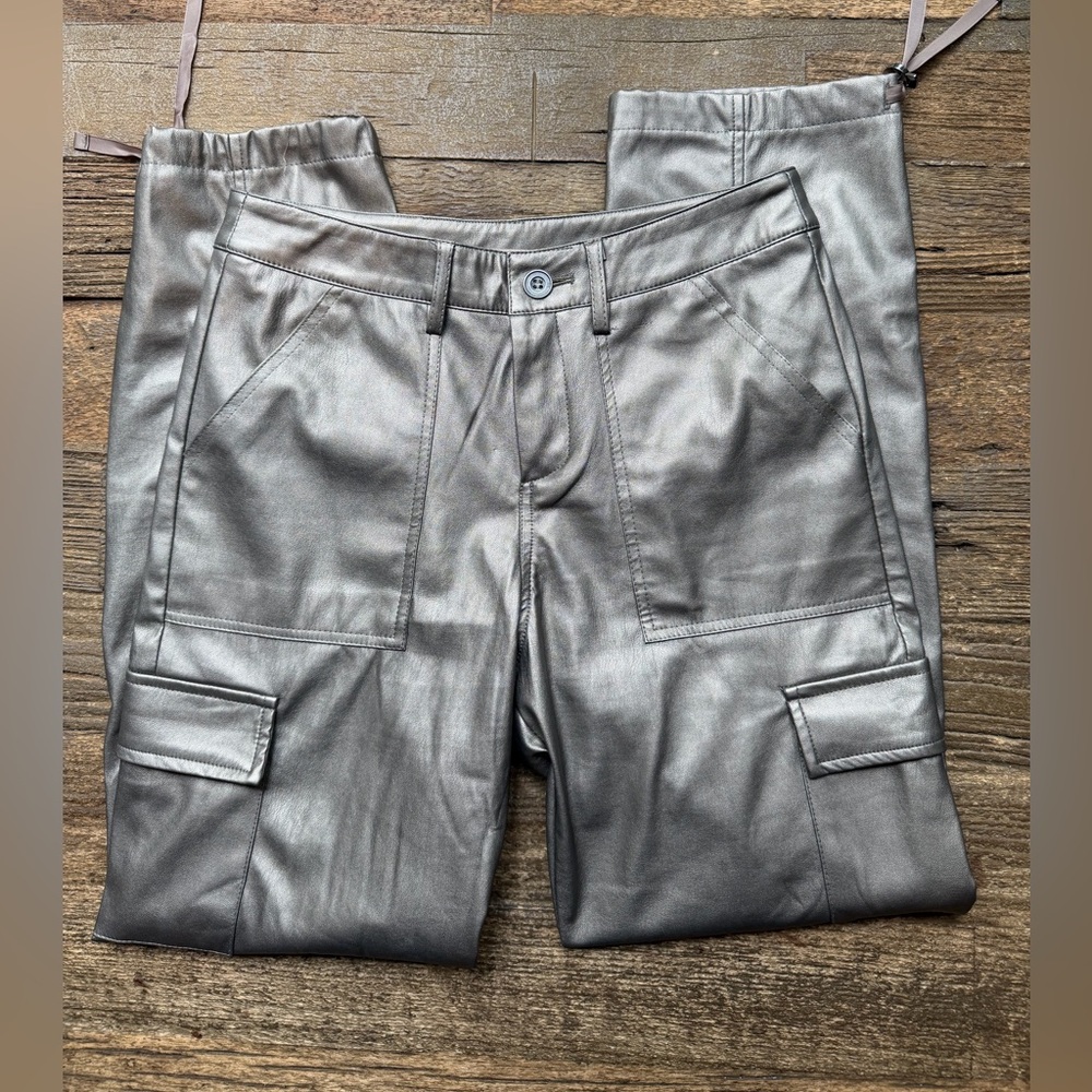 Esqualo Cargo Metallic Soft Gold Pants Size 4 - Picture 3 of 7